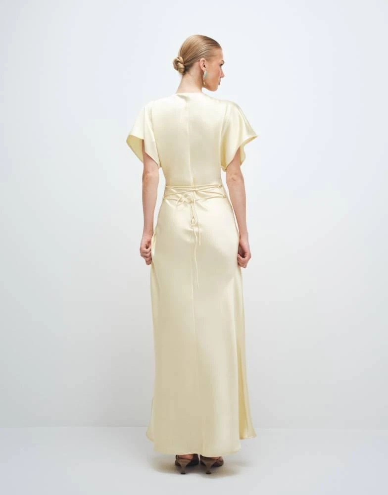 GINA TRICOT Gina Tricot batwing plunge satin maxi dress in butter yellow -  Dresses & Skirts - Free Shipping - BeyondStyle