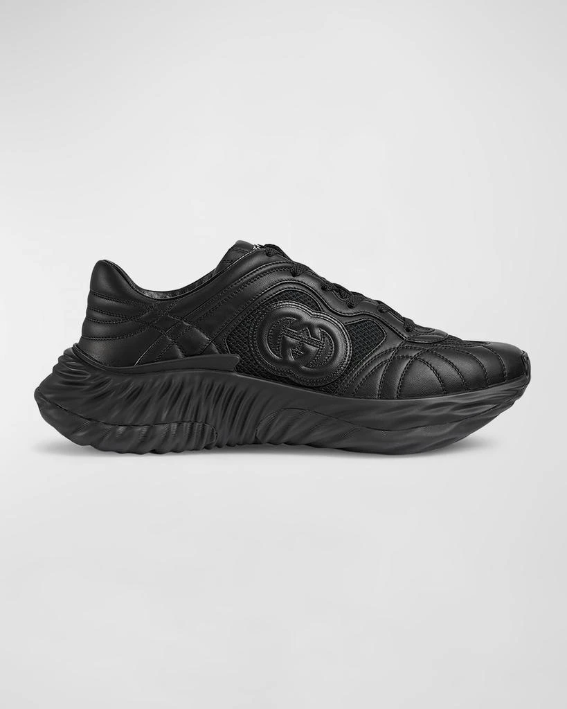 Gucci Men's Ripple Mesh and Leather Low-Top Sneakers 1