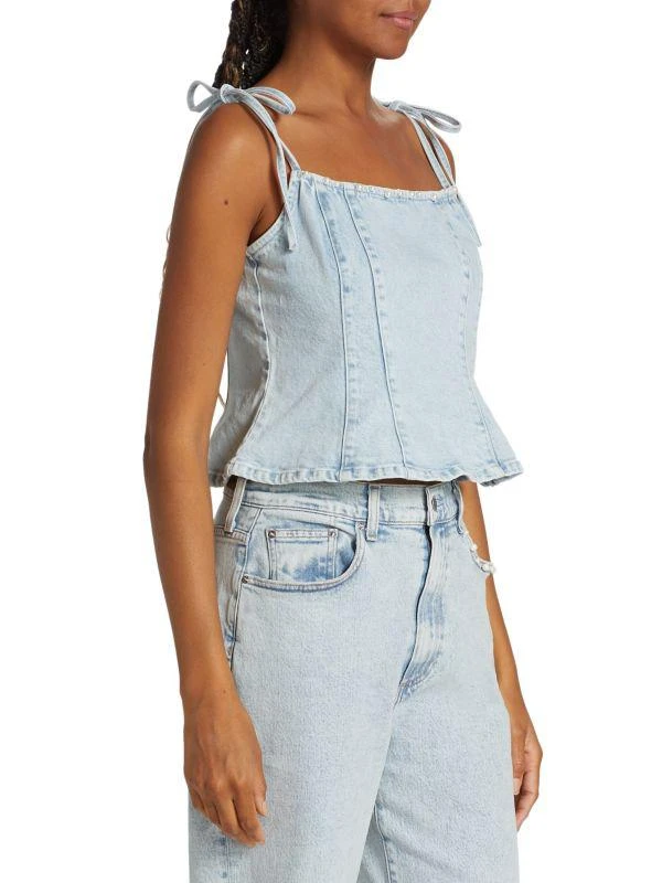 Le Jean Willa Embellished Denim Peplum Top 3