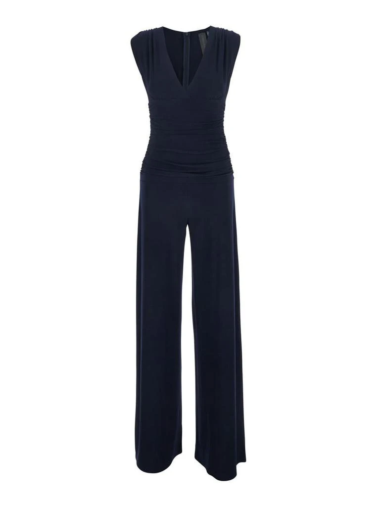 Norma Kamali Sleeveless V Neck Shirred Waist Jumpsuit from Baltini