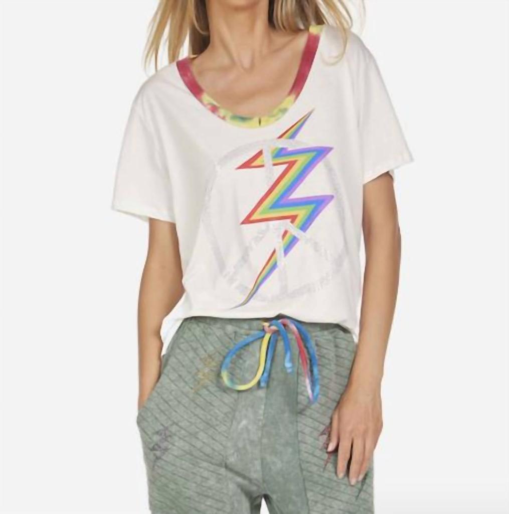 Lauren Moshi Elara Crystal Peace Tee In White
