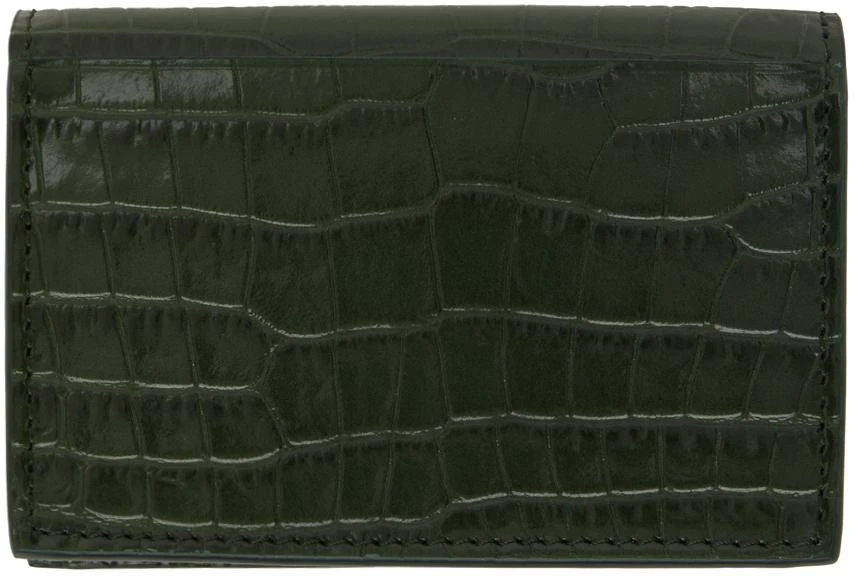Tom Ford Green Printed Croc Card Holder 2