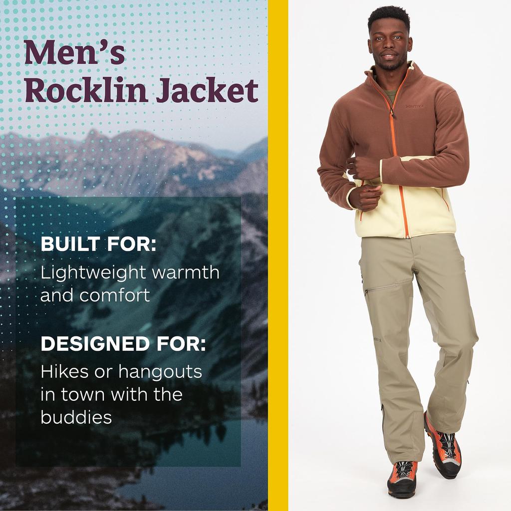 Marmot MARMOT Men's Rocklin Full-Zip Jacket - Classic, Warm, Lightweight 100-Weight Fleece Layer
