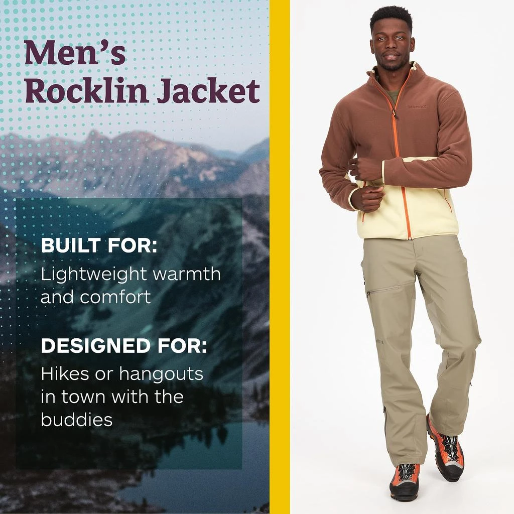 Marmot MARMOT Men's Rocklin Full-Zip Jacket - Classic, Warm, Lightweight 100-Weight Fleece Layer 2