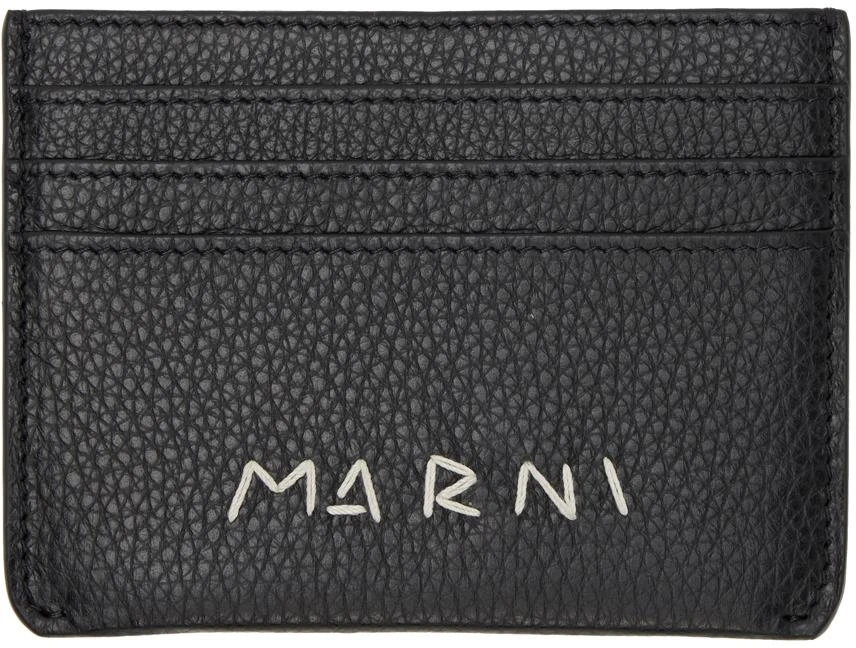 Marni Black Leather 'Marni' Mending Card Holder 1