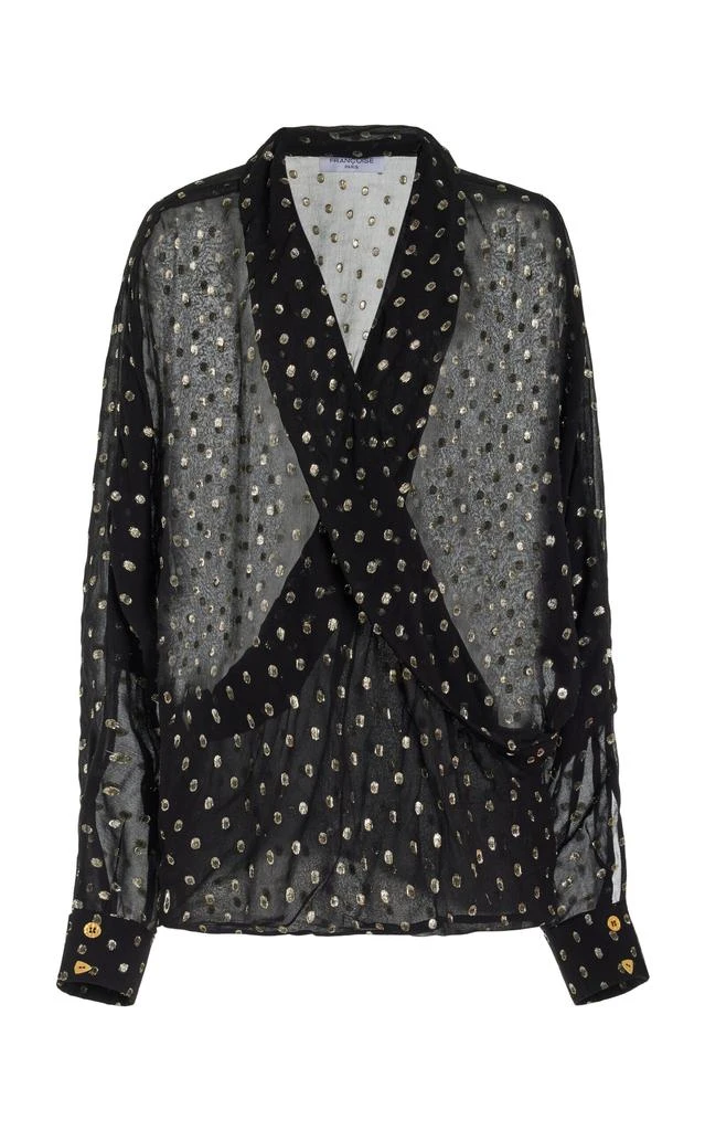 FRANÃOISE FRANÃOISE - Exclusive Mila Fil-Coupe Wrap Top - Black - FR 36 - Moda Operandi 1