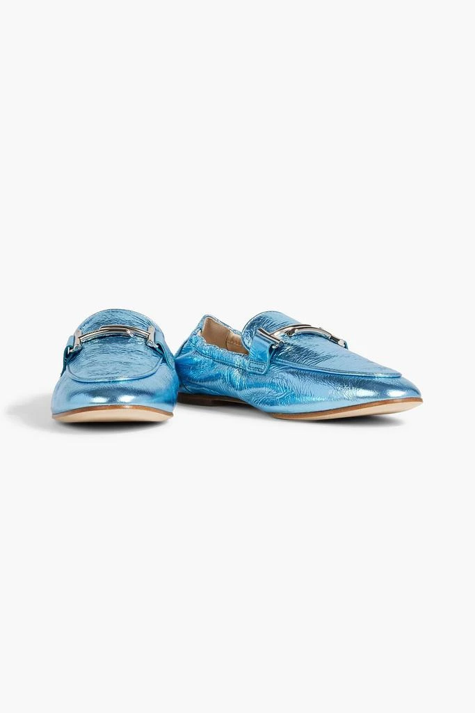 Tod's Double T metallic textured-leather loafers 2