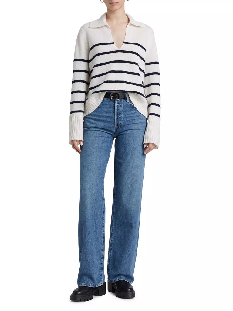 Jenni Kayne Frances Striped Cashmere Polo Sweater