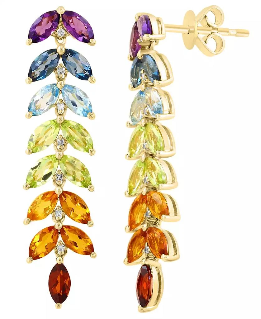 Effy Multi-Gemstone and Diamond (1/20 ct. t.w.) Earrings in Gold Over Silver