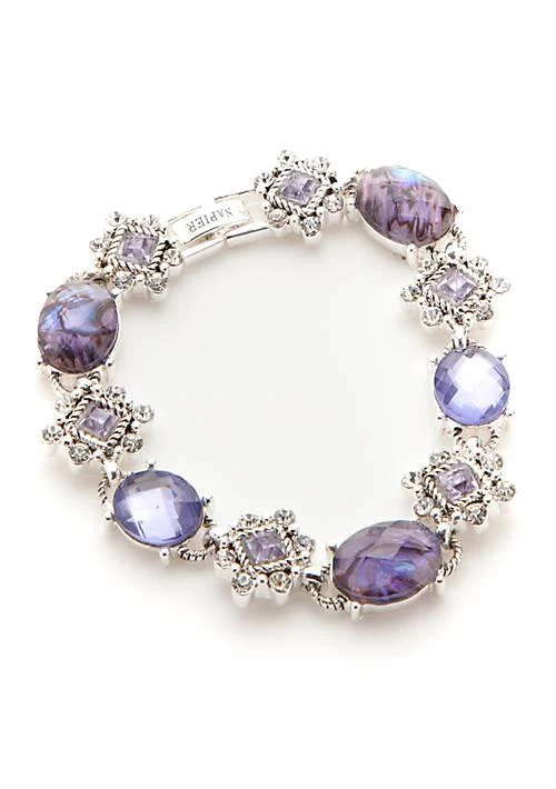 Napier Silver-Tone Box Treasure Stone Line Flex Bracelet