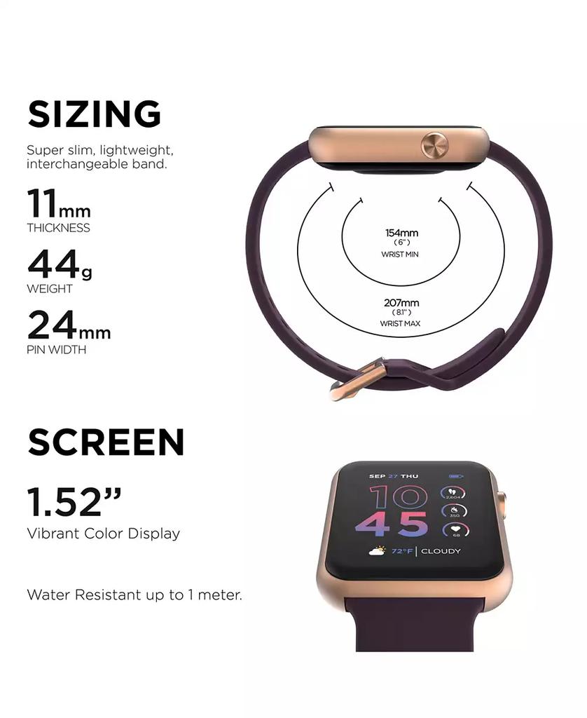 iTouch Air 4 Unisex Plum Silicone Smart Strap Smartwatch 41mm
