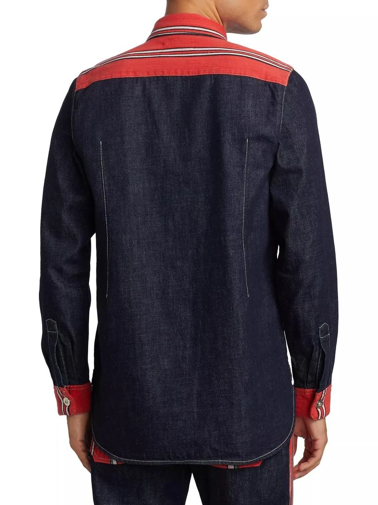 WALES BONNER Two-Tone Denim Shirt 5
