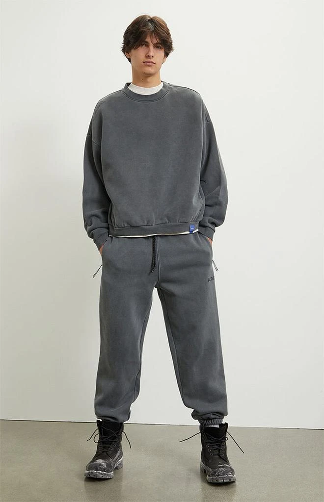 A.R.C. Black Vintage Wash Heavyweight Fleece Crew Neck Sweatshirt 5