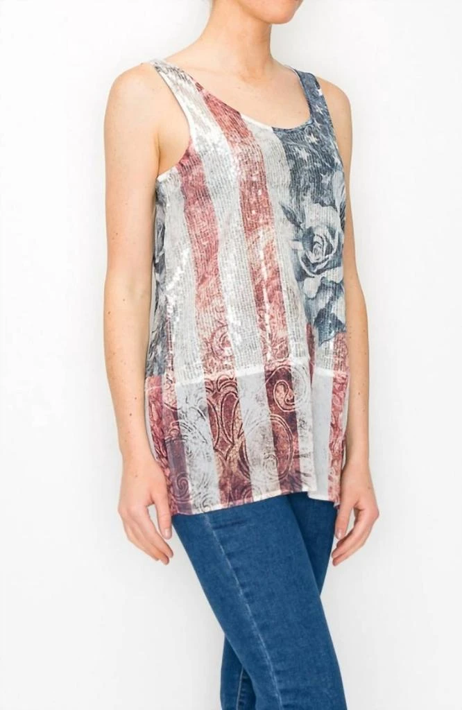 Origami Origami - Patriot Sequin Tank with Chiffon Layer