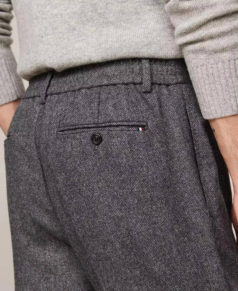 Tommy Hilfiger Men's Brushed Herringbone Harlem Pleated Trousers 3
