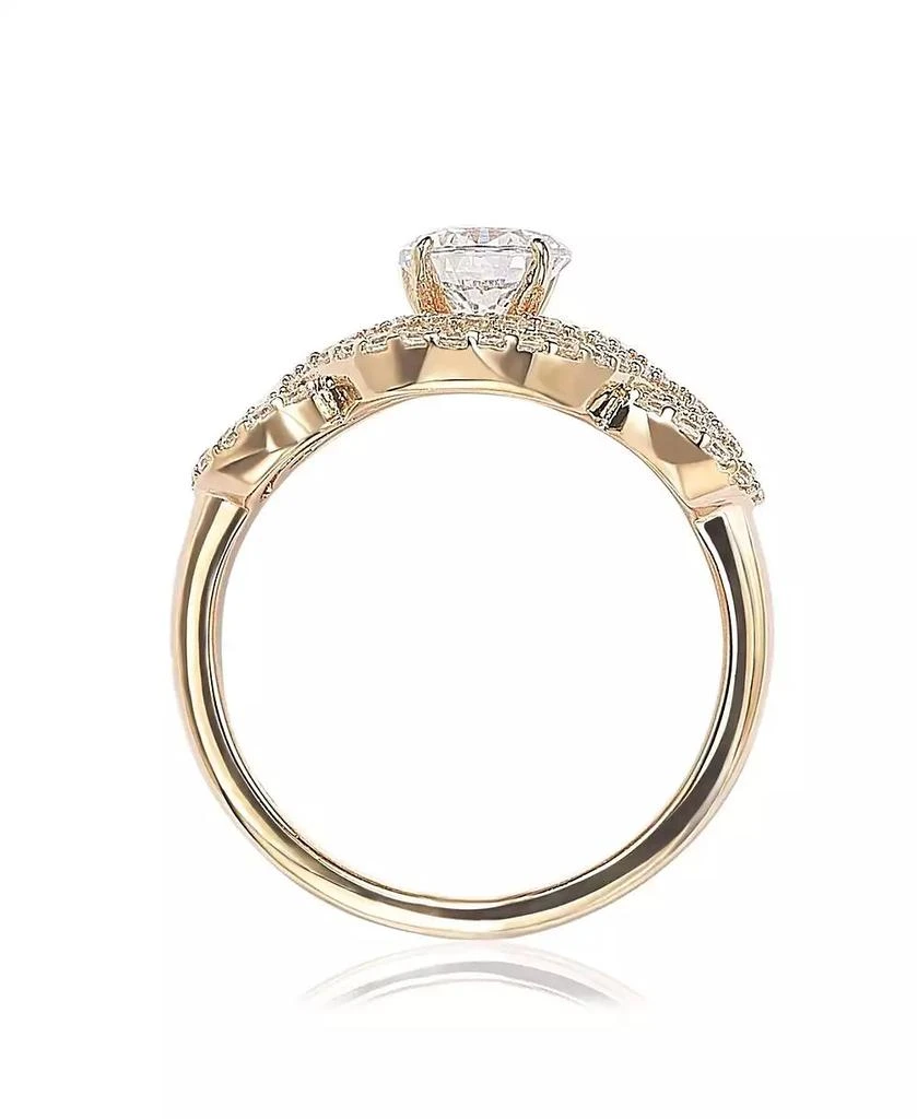 Suzy Levian New York Suzy Levian Sterling Silver Cubic Zirconia Swirl Halo Center Stone Ring 3