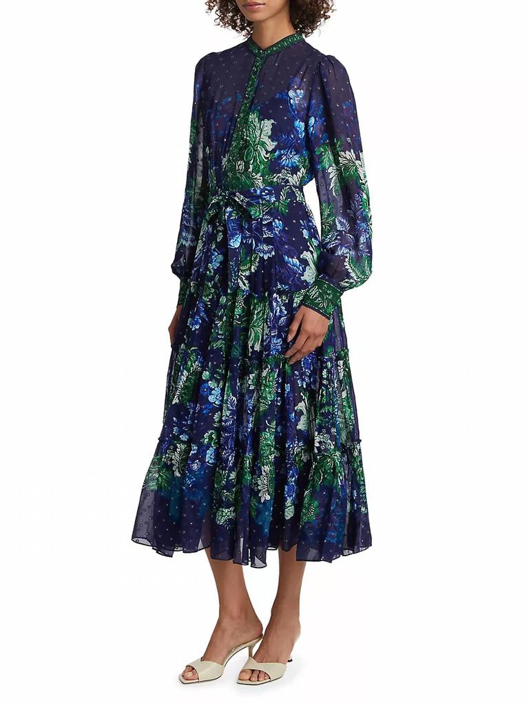 Hemant & Nandita Hemant & Nandita - Keva Floral Tie-waist Midi-dress