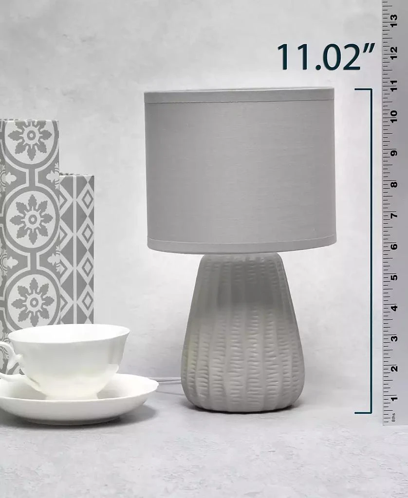 Simple Designs 11.02" Traditional Mini Modern Ceramic Texture Pastel Accent Bedside Table Desk Lamp with Matching Fabric Shade 54