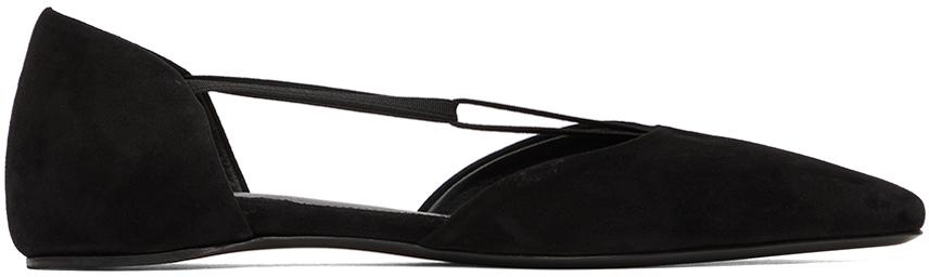 バレエシューズ Toteme Suede ballet flats Black Suede lace-up ballerinas black – TOTEME