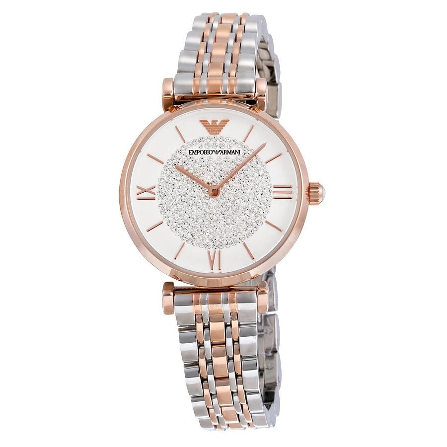 Emporio Armani Armani White Crystal Pave Dial Two-tone Ladies Watch AR1926 1