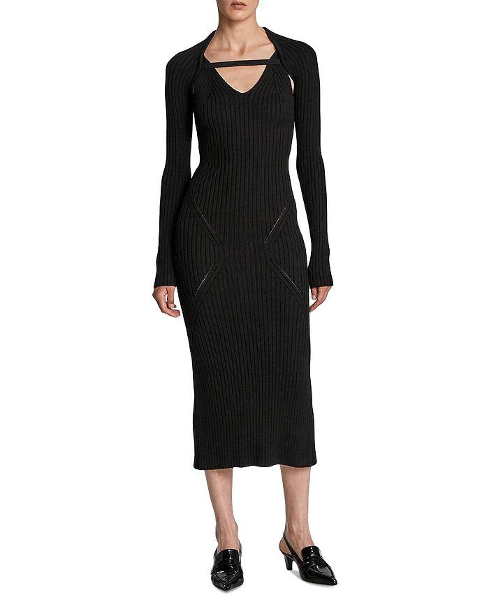 LVIR V Neck Ribbed Knit Dress 6