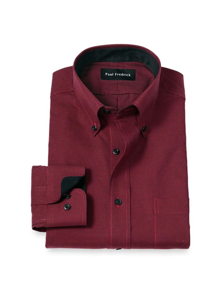 Paul Fredrick Slim Fit Non-iron Cotton Houndstooth Dress Shirt With Contrast Trim - Shirts - BeyondStyle Paul Fredrick Slim Fit Non-iron Cotton Houndstooth Dress Shirt With Contrast Trim - Shirts - BeyondStyle