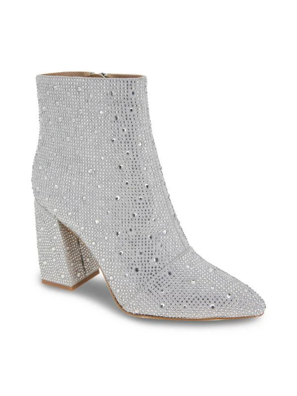 BCBG Briel Rhinestone Studded Block Heel Ankle Boots 2