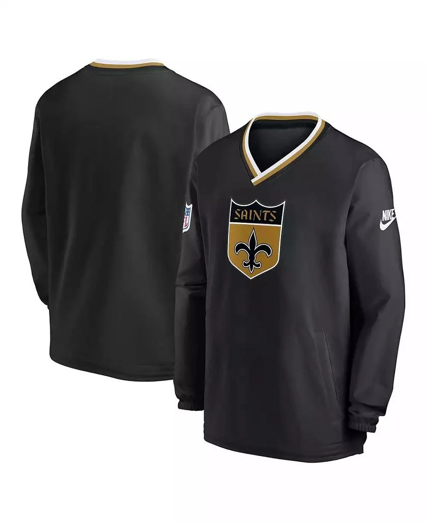 NIKE Men's Black New Orleans Saints 2023 Sideline V-Neck Pullover Windshirt 1