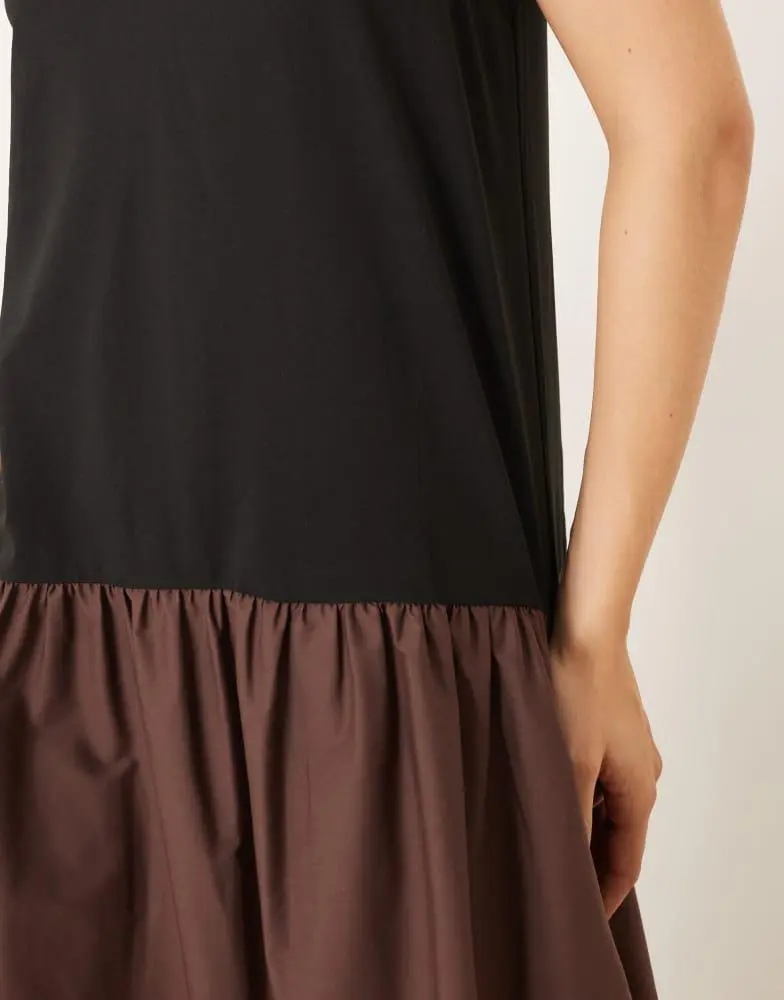 ASOS ASOS DESIGN scoop neck hybrid smock maxi dress in brown 3