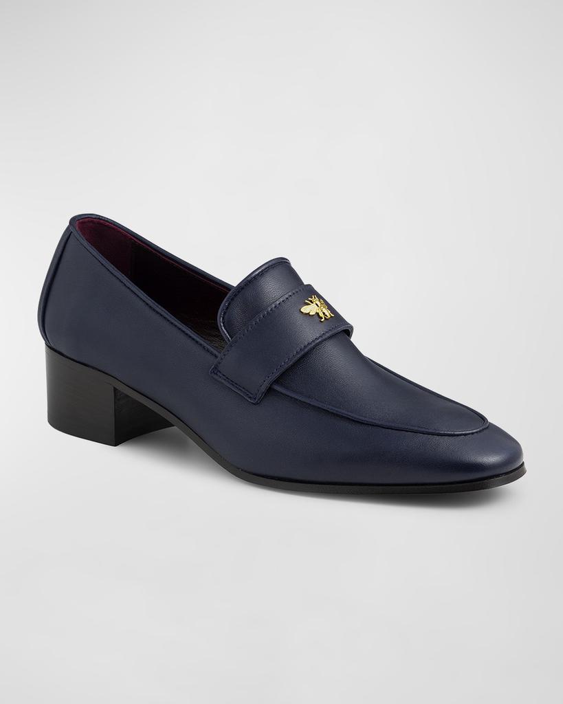 Bougeotte Leather Medallion Heeled Loafers