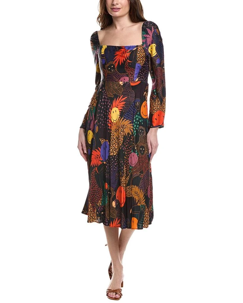 Farm Rio FARM RIO Puff Sleeve Midi Dress 1