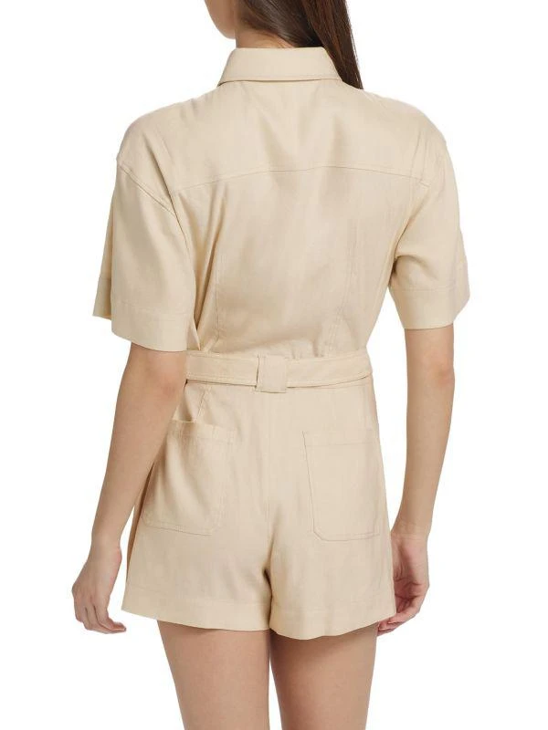 SIMKHAI Aspen Tie-Waist Linen-Blend Romper 2