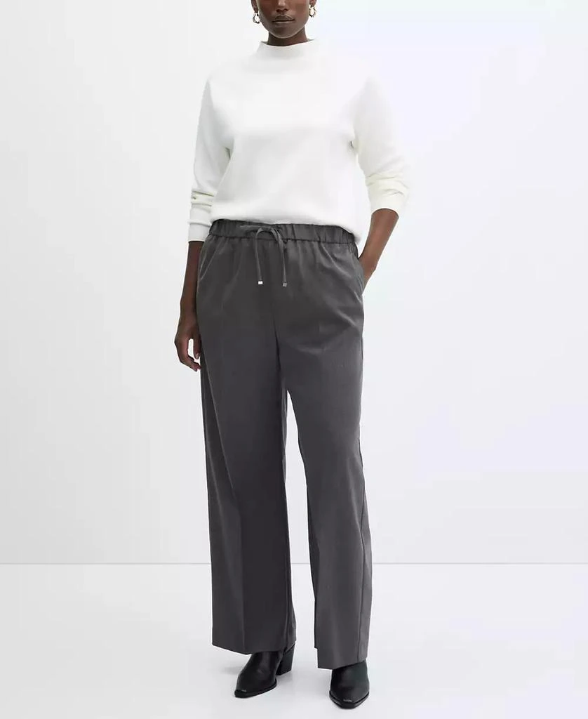 Mango Women's Elastic Waist Wideleg Pants 4