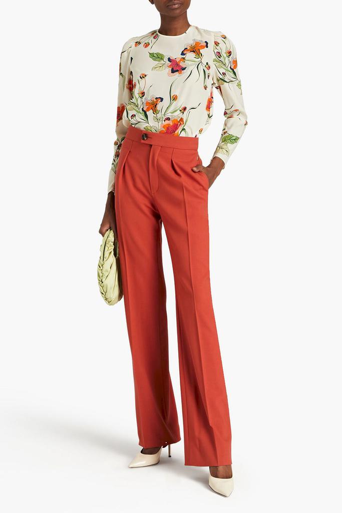 RED Valentino Cutout floral-print silk crepe de chine blouse