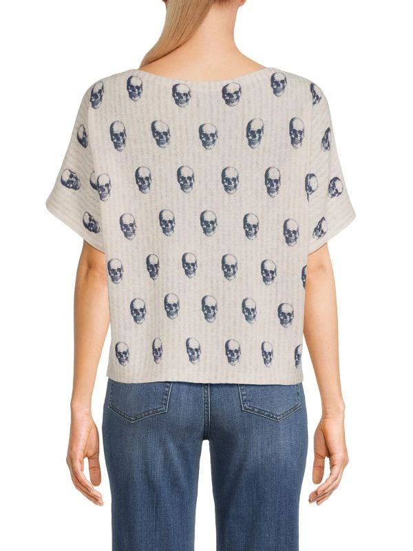 360 Sweater Marcella Skull Print Cashmere Top 2