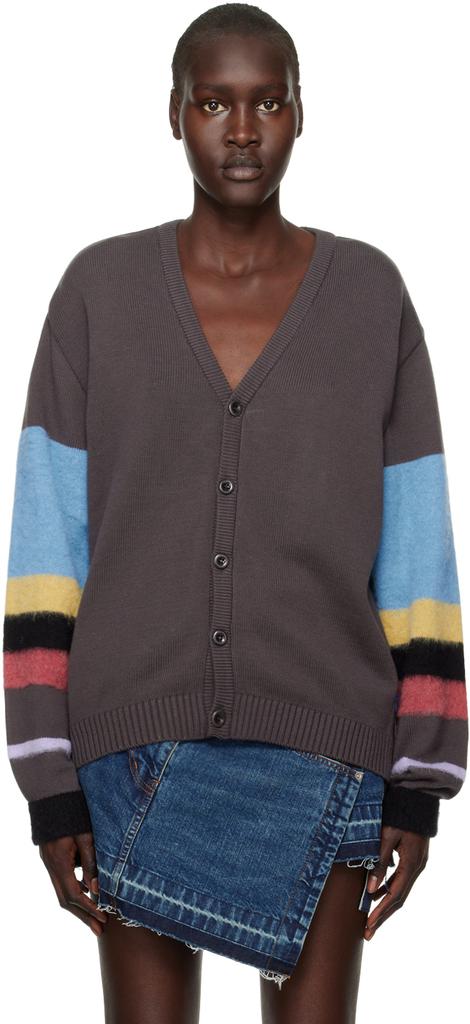 Awake NY Brown Striped Cardigan