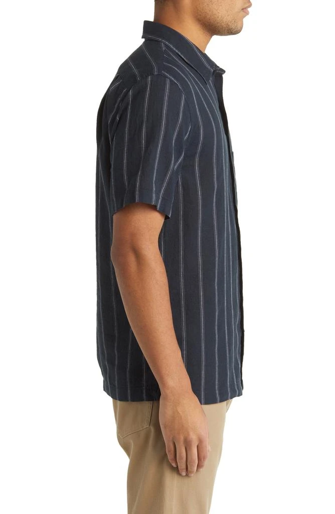 Vince Windsor Stripe Short Sleeve Linen Button-Up Shirt 4