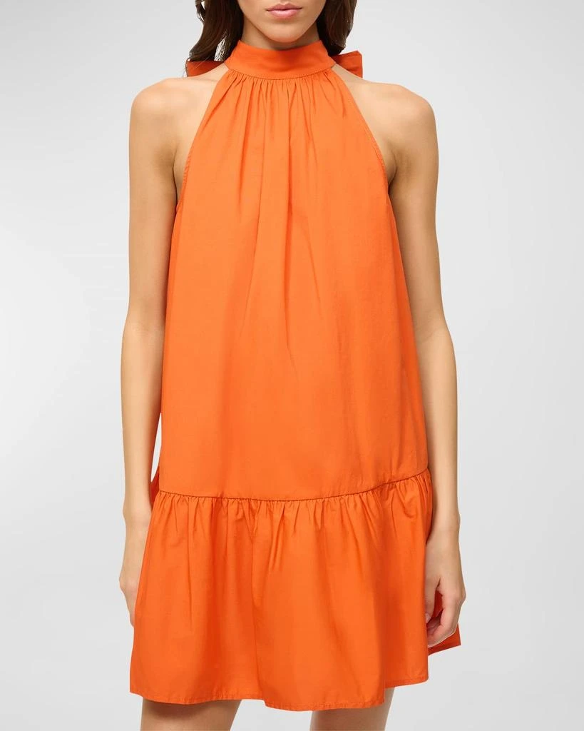 Staud Marlowe Tie-Neck Mini Cotton Poplin Dress 2