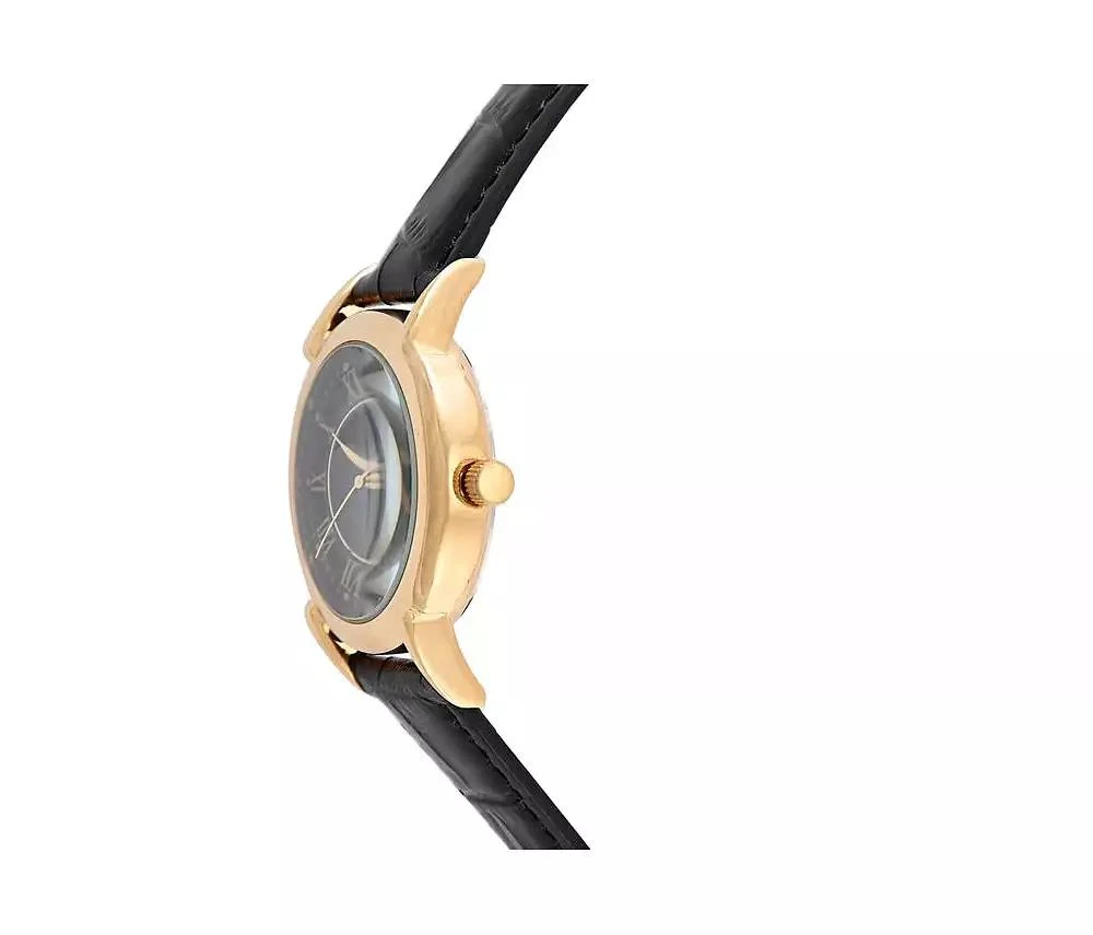 Peugeot Men's 40mm Vintage Black Dial Sun Moon Black Leather Strap Watch 3