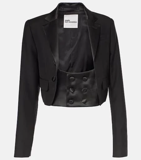 Noir Kei Ninomiya Cropped wool, mohair, and silk jacket 1
