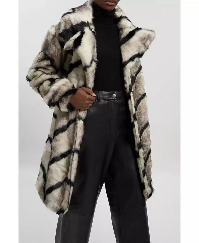 KAREN MILLEN Women
s Mono Faux Fur Belted Longline Coat 7