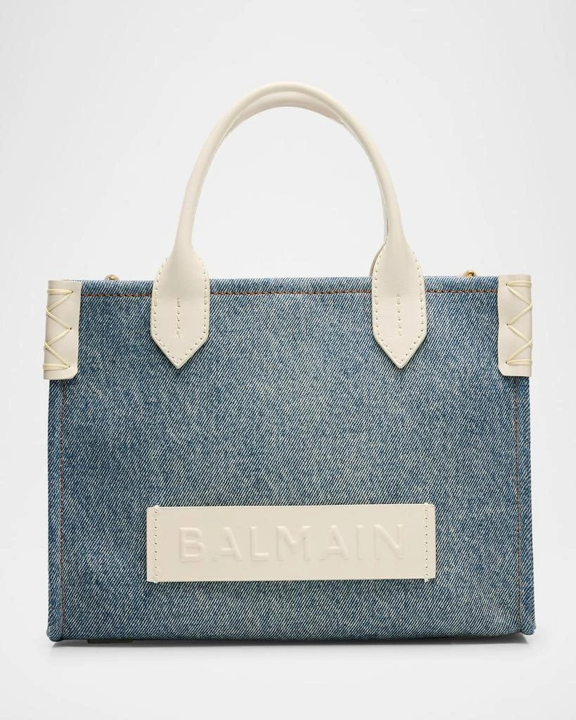 Balmain B-Army Small Shopper Tote Bag in Denim 1