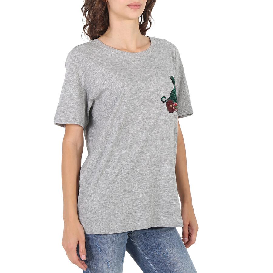 Essentiel Essentiel Ladies Grey Rigo Cat Patch T-Shirt