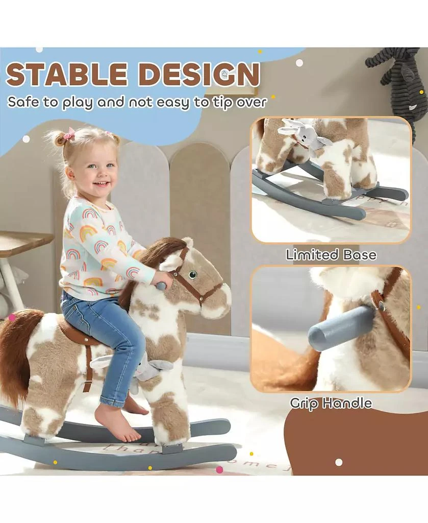 Qaba Rocking Horse, Kids Plush Animal Rocker with Realistic Neigh 5