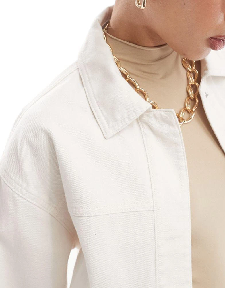 ASOS ASOS DESIGN cotton twill shacket with pocket in ecru 4