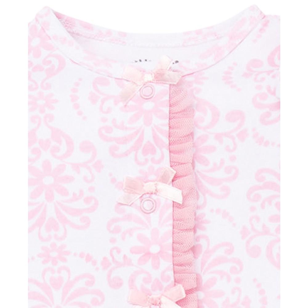 Little Me Baby Girls Damask Footed Coverall and Hat, 2 Piece Set