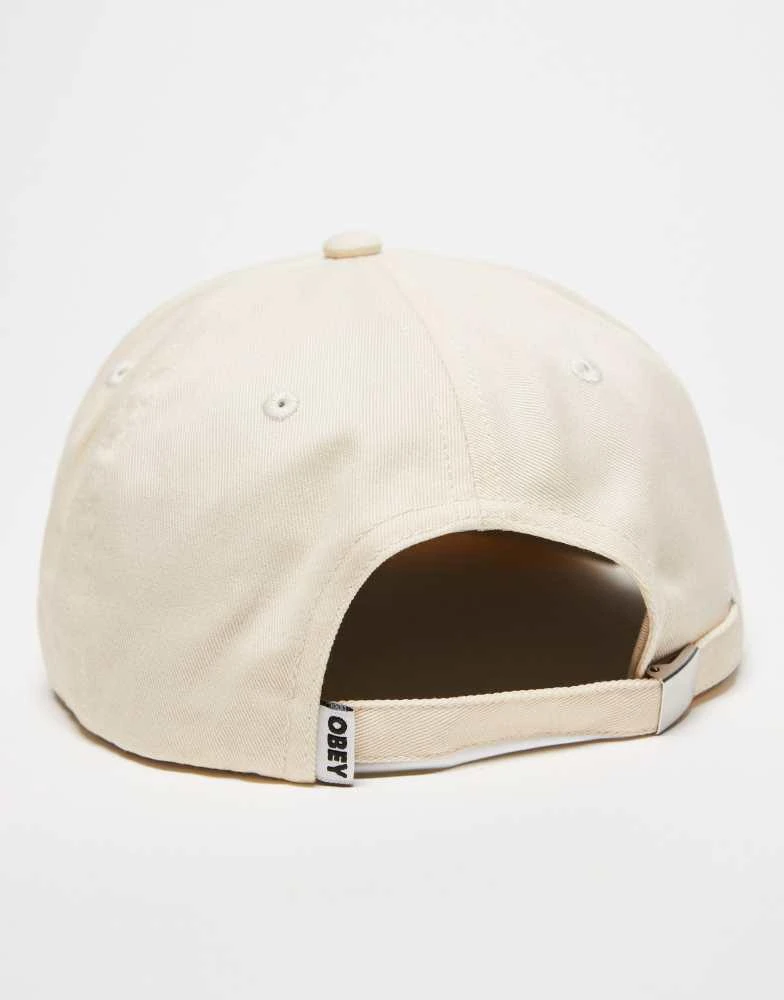 Obey Obey obey oval 6 panel strapback logo cap in off white 3
