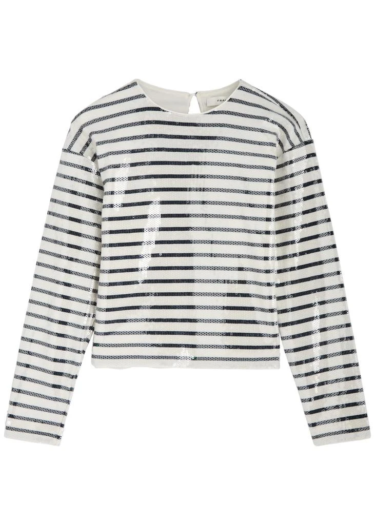 FRAME Striped sequin-embellished cotton top 1