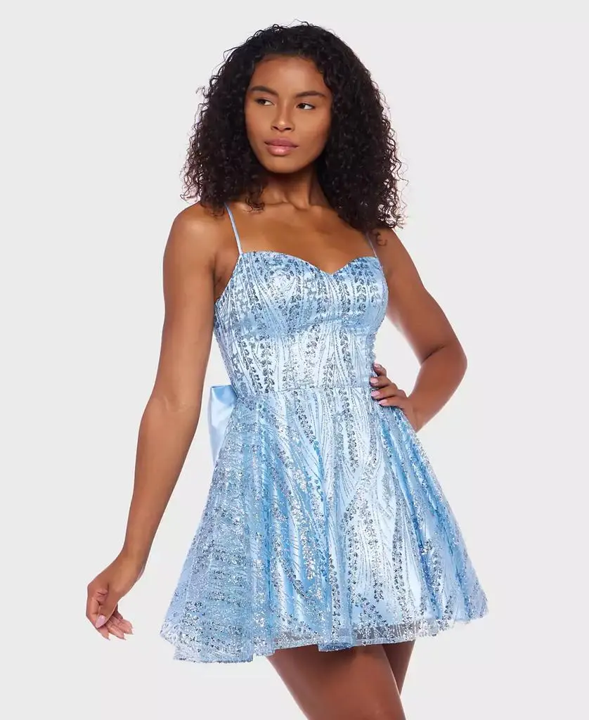 Alex & Sophia Juniors' Glitter Fit & Flare Dress - Light Blue - 15/16 Alex & Sophia Juniors' Glitter Fit & Flare Dress - Light Blue - 15/16