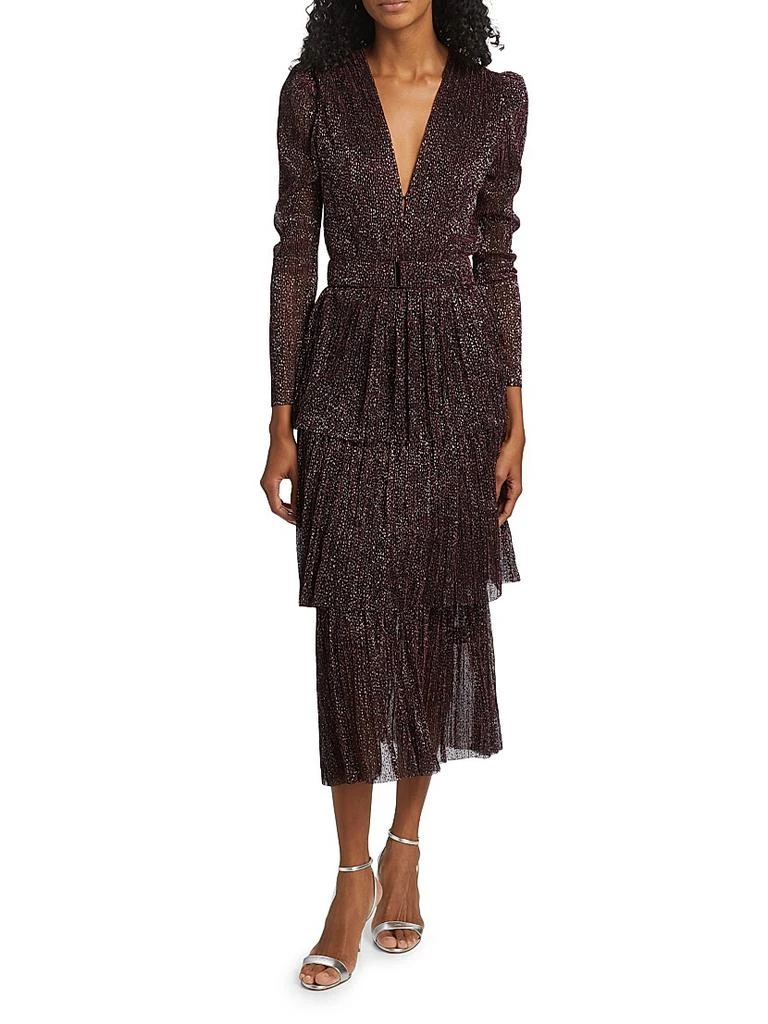 Sabina Musáyev Carry Tiered Belted Metallic Dress 3